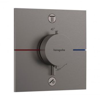 - HANSGROHE ShowerSelect Comfort E Bateria termostatyczna, do 2 odbiorników czarny chrom szczotkowany 15572340 - 15572340 - Łazienki Szydłowski