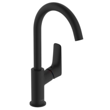 - HANSGROHE Logis bateria umywalkowa 210 z obrotową wylewką, z kompletem odpływowym czarny mat 71130670 - 71130670 - Łazienki Szydłowski
