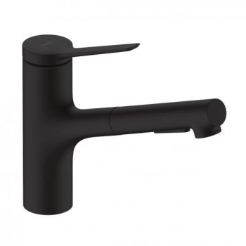  - HANSGROHE Zesis M33 bateria kuchenna 150, metalowa wyciągana wylewka, 2jet, sBox czarny mat 74821670 - 74821670 - Łazienki Szydłowski