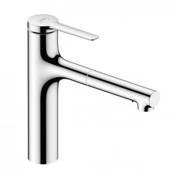  - HANSGROHE Zesis M33 bateria kuchenna 160, metalowa wyciągana wylewka, 2jet, sBox chrom 74823000 - 74823000 - Łazienki Szydłowski
