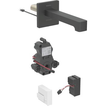 - GEBERIT Brenta Bateria umywalkowa ścienna L17, czarny mat 116272141 - 116.272.14.1 - Łazienki Szydłowski