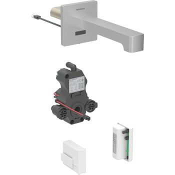 - GEBERIT Brenta Bateria umywalkowa ścienna L17, stal nierdzewna 116276SN1 - 116.276.SN.1 - Łazienki Szydłowski