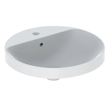 - GEBERIT Variform Umywalka wpuszczana w blat, okrągła, z półką, 48 cm z przelewem, z otworem na baterie, szkliwiony spód biała 500705012 - 500.705.01.2 - Łazienki Szydłowski