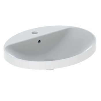 - GEBERIT Variform Umywalka wpuszczana w blat, owalna, 60x48cm, z przelewem, z otworem na baterię, szkliwiony spód biała 500725012 - 500.725.01.2 - Łazienki Szydłowski
