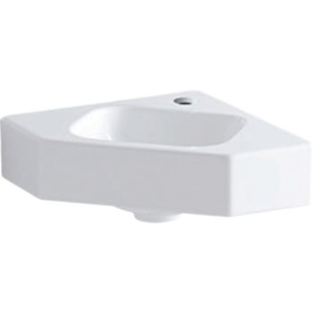  - GEBERIT iCon Umywalka kompaktowa narożna, 46x33 cm, bez przelewu, z otworem na baterię, biała z powłoką KeraTect 124729600 - 124729600 - Łazienki Szydłowski