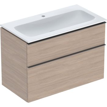  - GEBERIT iCon umywalka biała z powłoką KeraTect 90 cm z szafką dąb naturalny 502333JH1 - 502.333.JH.1 - Łazienki Szydłowski