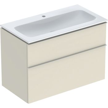  - GEBERIT iCon umywalka z szafka 90 cm, szary piaskowy wysoki połysk umywalka biała z powłoka KeraTect 502333JL1 - 502.333.JL.1 - Łazienki Szydłowski