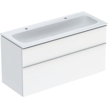  - GEBERIT iCon podwójna umywalka z szafką 120cm, biały wysoki połysk umywalka biała z powłoką KeraTect 502334012 - 502.334.01.2 - Łazienki Szydłowski