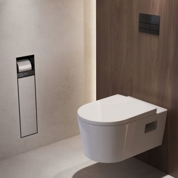  - HANSGROHE XtraStoris Rock zamykana wnęka z pojemnikiem na szczotkę i papier toaletowy, ramka drzwi czarny mat 56062670 - 56062670 - Łazienki Szydłowski
