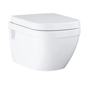 - GROHE-Euro Ceramic miska WC wisząca lejowa 54 x 37.5 cm zestaw, z deską WC biały połysk 39703000 - 39703000 - Łazienki Szydłowski