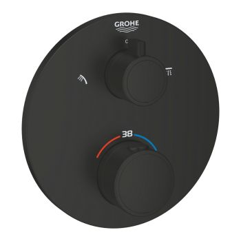 - GROHE- Grohtherm Bateria termostatyczna do obsługi dwóch wyjść wody czarny mat 1022082430 - 1022082430 - Łazienki Szydłowski