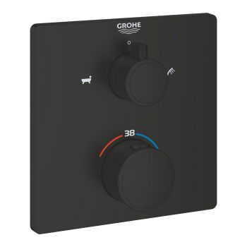 - GROHE- Grohtherm Bateria termostatyczna do obsługi dwóch wyjść wody czarny mat 1022112430 - 1022112430 - Łazienki Szydłowski