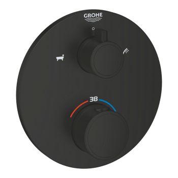  - GROHE-Grohtherm Termostatyczna bateria wannowa do obsługi dwóch wyjść wody czarny mat 1022102430 - 1022102430 - Łazienki Szydłowski