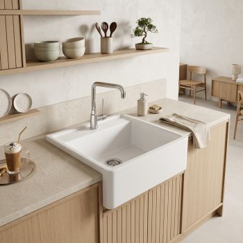 - BLANCO PANOR 60 Ceramika zlewozmywak 60 x 63 cm z jednym otworem biały połysk 514486 - 514486 - Łazienki Szydłowski