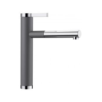 - BLANCO LINEE-S Silgranit-Look Bateria kuchenna z wyciąganą wylewką szarość skały/chrom 518804 - 518804 - Łazienki Szydłowski