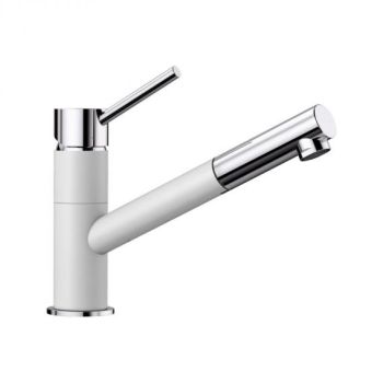 - BLANCO KANO-S bateria kuchenna z wyciąganą wylewką biały/chrom 525040 - 525040 - Łazienki Szydłowski