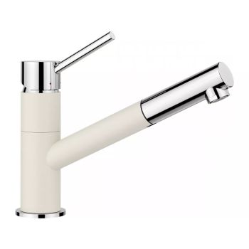 - BLANCO KANO-S bateria kuchenna z wyciąganą wylewką delikatny biały/chrom 526953 - 526953 - Łazienki Szydłowski