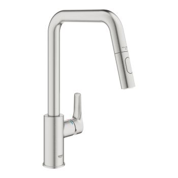 - GROHE-Eurosmart Bateria kuchenna z wyciąganą wylewką stal nierdzewna 30619DC0 - 30619DC0 - Łazienki Szydłowski