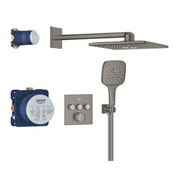 - GROHE-Grohtherm Smartcontrol Zestaw prysznicowy podtynkowy z Rainshower Smartactive 310 Cube brushed hard graphite 34864AL0 - 34864AL0 - Łazienki Szydłowski