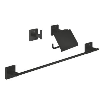 - GROHE-Start Cube Zestaw akcesoriów łazienkowych 3 w 1 czarny mat 411242430 - 411242430 - Łazienki Szydłowski