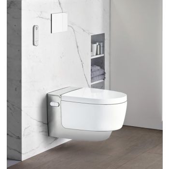 - GEBERIT AquaClean Mera Comfort toaleta myjąca wisząca z deską WC kolor biały / chrom 146210211 - 146.210.21.1 - Łazienki Szydłowski