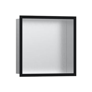  - HANSGROHE XtraStoris Individual Wnęka ścienna 300 x 300 x 100 mm Stal Szlachetna Szczotkowana z ozdobną ramką Czarny Mat 56097670 - 56097670 - Łazienki Szydłowski