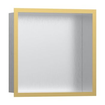  - HANSGROHE XtraStoris Individual Wnęka ścienna 30 x 30 x 10 cm Stal Szlachetna Szczotkowana z ozdobną ramką Złoty Optyczny Polerowany 56097990 - 56097990 - Łazienki Szydłowski