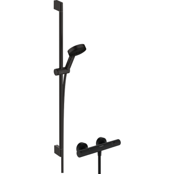 - HANSGROHE Pulsify Select S System prysznicowy 105 3jet Relaxation EcoSmart czarny mat 24271670 - 24271670 - Łazienki Szydłowski