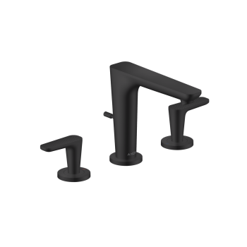 - AXOR Citterio C 3-otworowa bateria umywalkowa 125 z kompletem odpływowym z cięgłem, szlif kwadratowy czarny mat 49061670 - 49061670 - Łazienki Szydłowski