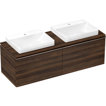  - HANSGROHE Xelu Q Blat 156 x 55cm z wycięciami pod 2 umywalki wpuszczane, szlifowaną 60 x 48cm ciemny orzech 54112630 - 54112630 - Łazienki Szydłowski