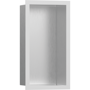  - HANSGROHE XtraStoris Individual Wnęka ścienna Stal Szlachetna Szczotkowana z ozdobną ramką biały mat 30 x 15 x 10 cm 56094700 - 56094700 - Łazienki Szydłowski