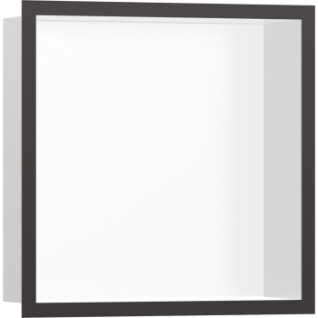  - HANSGROHE XtraStoris Individual Wnęka ścienna Biały Matowy z ozdobną ramką 30 x 30 x 10 cm czarny chrom szczotkowany 56099340 - 56099340 - Łazienki Szydłowski