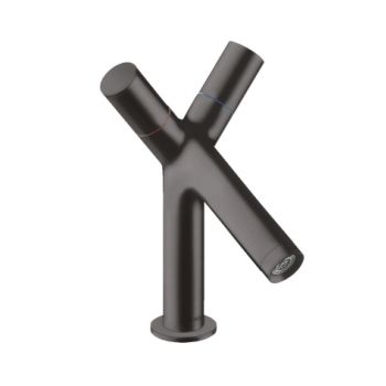 - AXOR Starck 2-uchwytowa bateria umywalkowa 80 z kompletem odpływowym z cięgłem czarny chrom szczotkowany 10030340 - 10030340 U - Łazienki Szydłowski