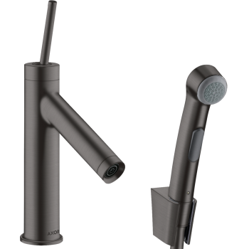  - AXOR Starck Jednouchwytowa bateria umywalkowa 90 z główką Bidette i wężem 160 cm, komplet odpływowy Push-Open czarny chrom szczotkowany 10300340 - 10300340 - Łazienki Szydłowski