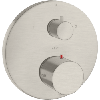 - AXOR Starck Bateria termostatyczna z zaworem odcinająco-przełączającym stal szlachetna optyczna 10720800 - 10720800 - Łazienki Szydłowski