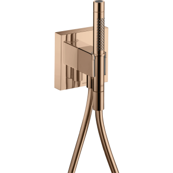 - AXOR Starck Przyłącze węża prysznicowego 12 x 12cm z główką prysznicową 2jet, Slim z uchwytem i wężem czerwony złoty polerowany 12626300 - 12626300 - Łazienki Szydłowski
