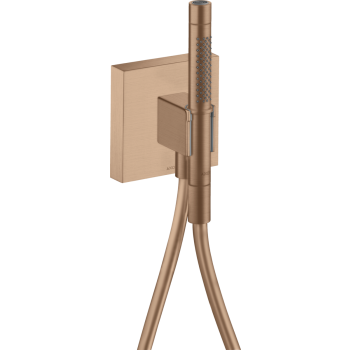 - AXOR Starck Przyłącze węża prysznicowego 12 x 12 cm z główką prysznicową 2jet, Slim z uchwytem i wężem czerwone złoto szczotkowane 12626310 - 12626310 - Łazienki Szydłowski