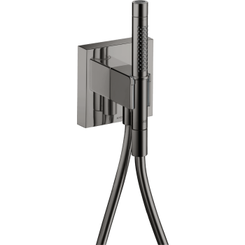 - AXOR Starck Przyłącze węża prysznicowego 12 x 12cm z główką prysznicową 2jet, Slim z uchwytem i wężem czarny chrom polerowany 12626330 - 12626330 - Łazienki Szydłowski