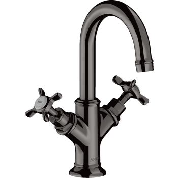 - AXOR Montreux 2-uchwytowa bateria umywalkowa 160 z uchwytami krzyżowymi i kompletem odpływowym cięgłem czarny chrom polerowany 16505330 - 16505330 - Łazienki Szydłowski