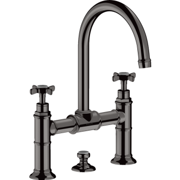 - AXOR Montreux 2-uchwytowa bateria umywalkowa 220 z uchwytami krzyżowymi i kompletem odpływowym z cięgłem czarny chrom polerowany 16510330 - 16510330 - Łazienki Szydłowski