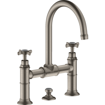- AXOR Montreux 2-uchwytowa bateria umywalkowa 220 z uchwytami krzyżowymi i kompletem odpływowym z cięgłem stal szlachetna optyczna 16510800 - 16510800 - Łazienki Szydłowski