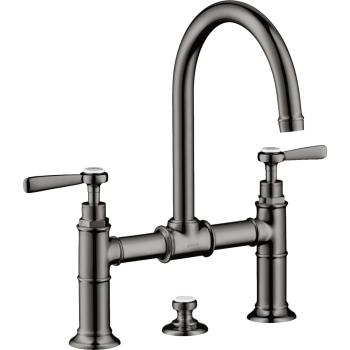 - AXOR Montreux 2-uchwytowa bateria umywalkowa 220 z uchwytami jednoramiennymi i kompletem odpływowym z cięgłem czarny chrom polerowany 16511330 - 16511330 - Łazienki Szydłowski