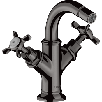 - AXOR Montreux 2-uchwytowa bateria bidetowa z uchwytami krzyżowymi i kompletem odpływowym z cięgłem czarny chrom polerowany 16520330 - 16520330 - Łazienki Szydłowski
