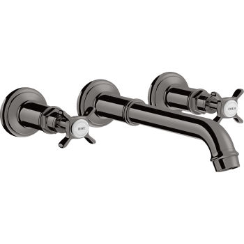 - AXOR Montreux 3-otworowa bateria umywalkowa z uchwytami krzyżowymi i wlewką 165 - 225 mm, ścienna, podtynkowa czarny chrom polerowany 16532330 - 16532330 - Łazienki Szydłowski