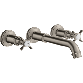 - AXOR Montreux 3-otworowa bateria umywalkowa z uchwytami krzyżowymi i wlewką 165 - 225 mm, ścienna, podtynkowa stal szlachetna optyczna 16532800 - 16532800 - Łazienki Szydłowski