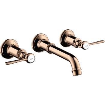  - AXOR Montreux 3-otworowa bateria umywalkowa z uchwytami jednoramiennymi i wylewką 165 - 225 mm, ścienna, podtynkowa czerwony złoty polerowany 16534300 - 16534300 - Łazienki Szydłowski