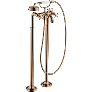  - AXOR Montreux 2-uchwytowa bateria wannowa z uchwytami krzyżowymi, wolnostojąca czerwone złoto polerowane 16547300 - 16547300 - Łazienki Szydłowski
