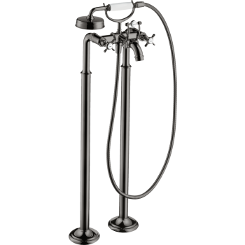 - AXOR Montreux 2-uchwytowa bateria wannowa z uchwytami krzyżowymi, wolnostojąca czarny chrom polerowany 16547330 - 16547330 - Łazienki Szydłowski
