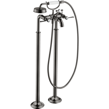 - AXOR Montreux 2-uchwytowa bateria wannowa z uchwytami jednoramiennymi, wolnostojąca czarny chrom polerowany 16553330 - 16553330 - Łazienki Szydłowski