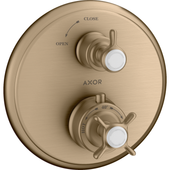  - AXOR Montreux Bateria termostatyczna z uchwytem krzyżowym i zaworem odcinającym brąz szczotkowany 16800140 - 16800140 - Łazienki Szydłowski